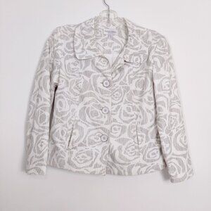 Proportion Petite Conrad C Women’s White and Gray Patterned Blazer - Size 8